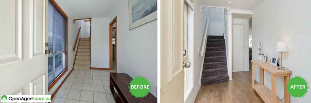 entry foyer before and after renovation hallway