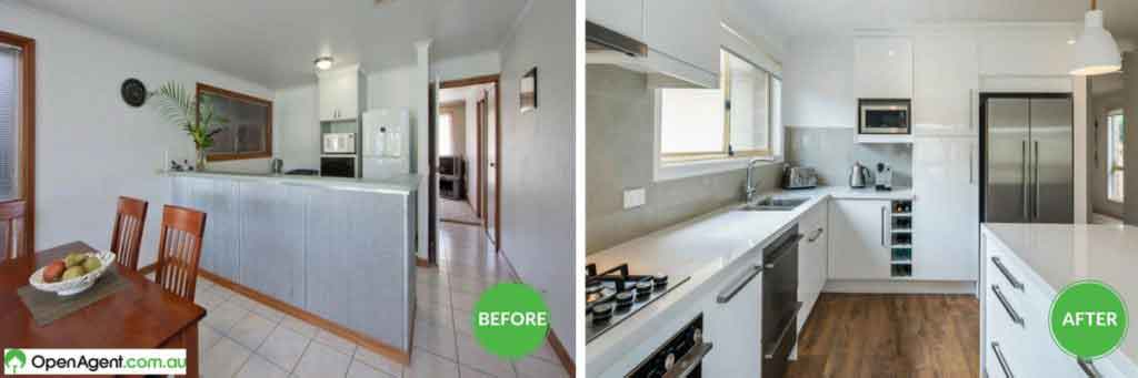 Kitchen before and after renovation australia